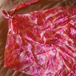 Anthropologie wrap side tie skirt (small) pink & orange